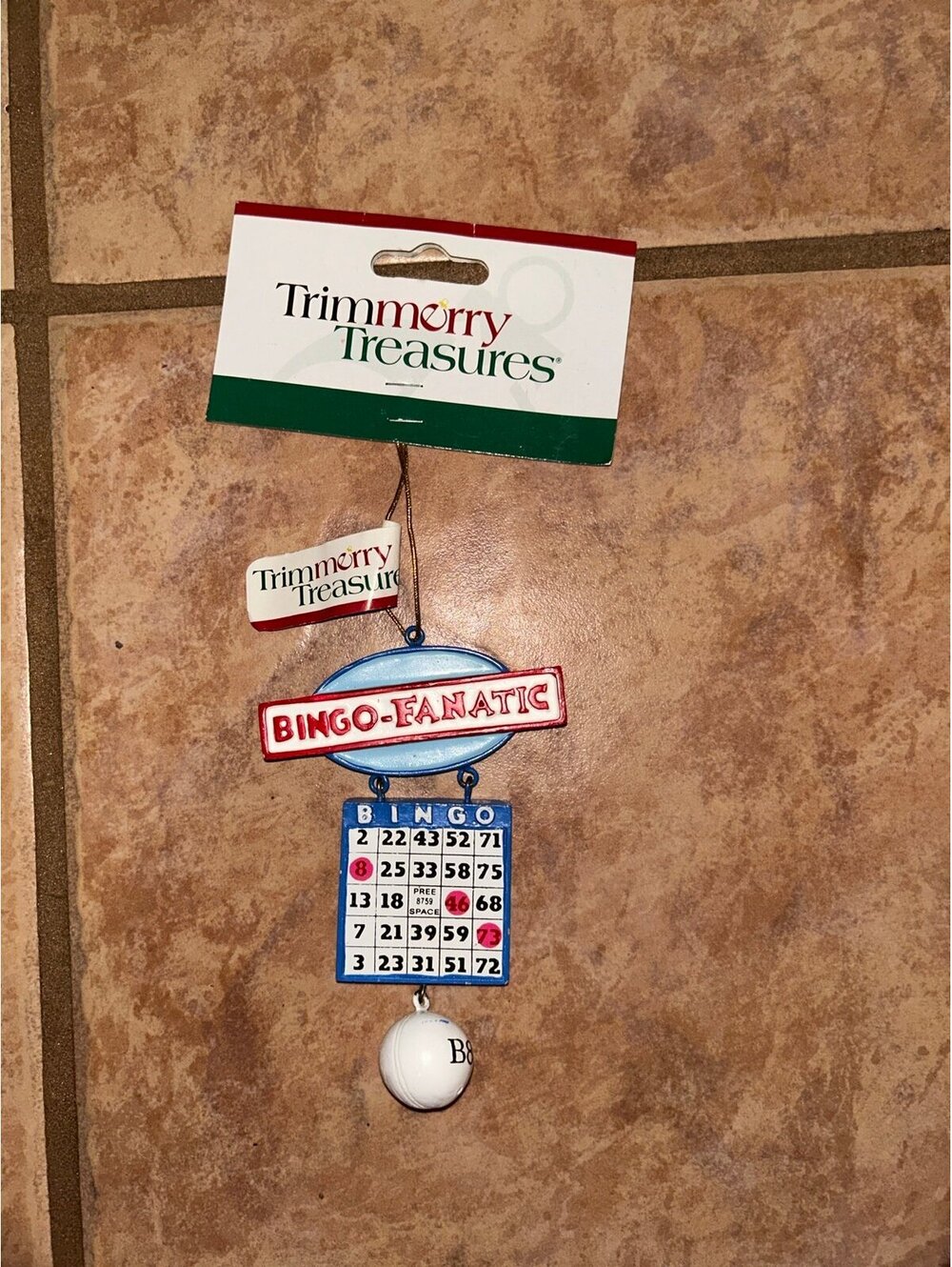 Trimmerry Treasures Bingo Fanatic Christmas Ornament 2005 B8 Bingo Card